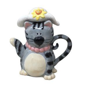 Fun Novelty Cat Pitcher / Pourer - Cute and Fun Gray Cartoonish Tabby Cat
